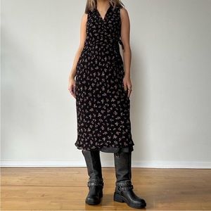 Vintage 90's Midi Floral Print Wrap Dress Size 6